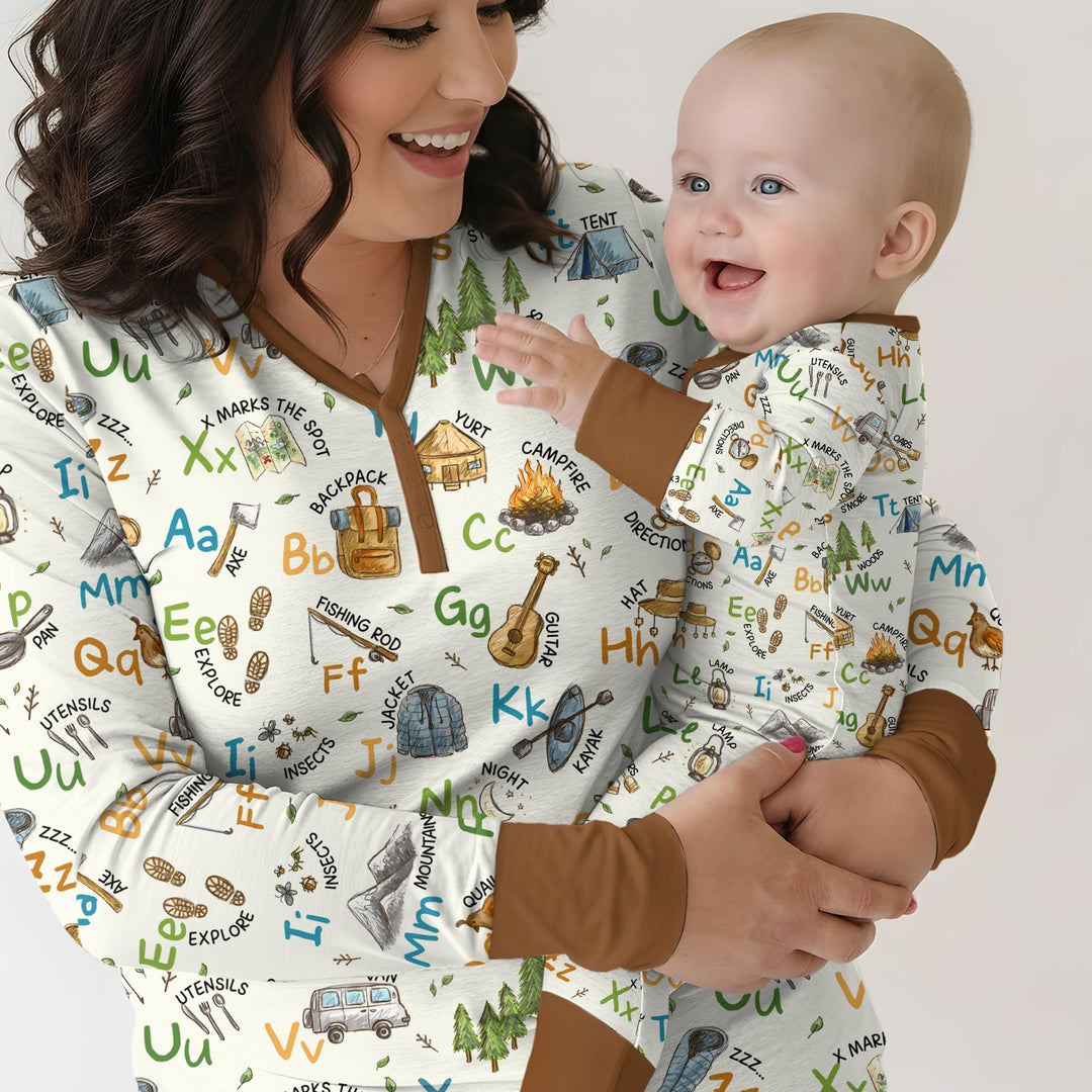 Adventure Alphabet ABCs Summer Camp Bamboo Women Pajama Set
