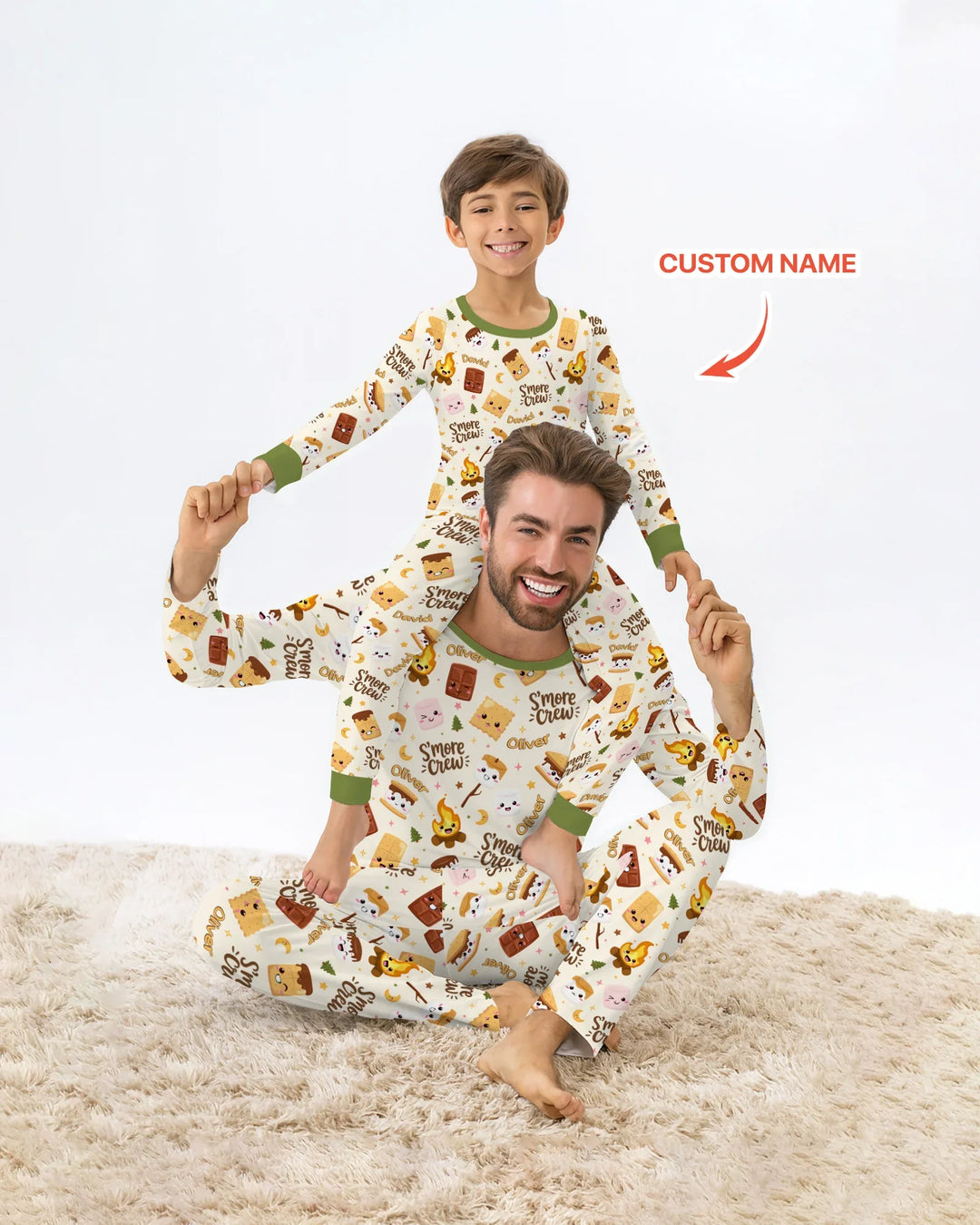 Custom Name Kawaii S'more Crew Family Matching Bamboo Men's Pajama Set