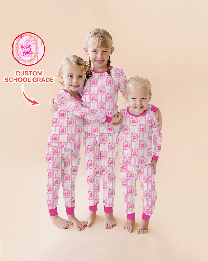 Custom Grade School Sweetie Bamboo Two Piece Long Sleeve Pajama Set