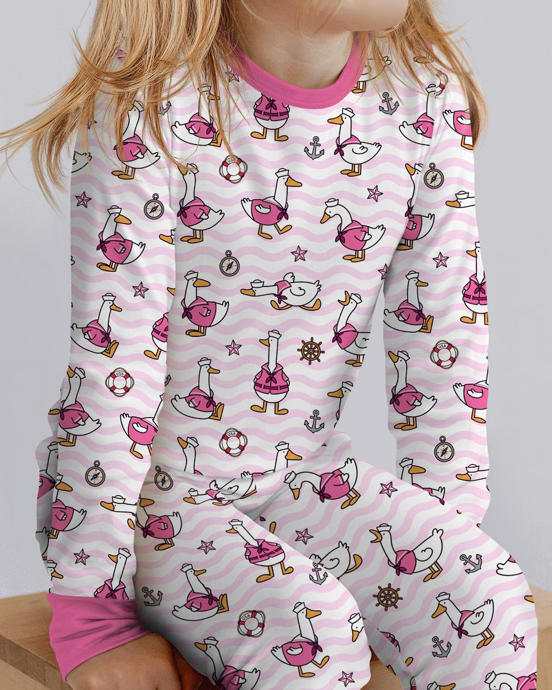 Silly Goose Sailor Bamboo Two Piece Long Sleeve Pajama Set
