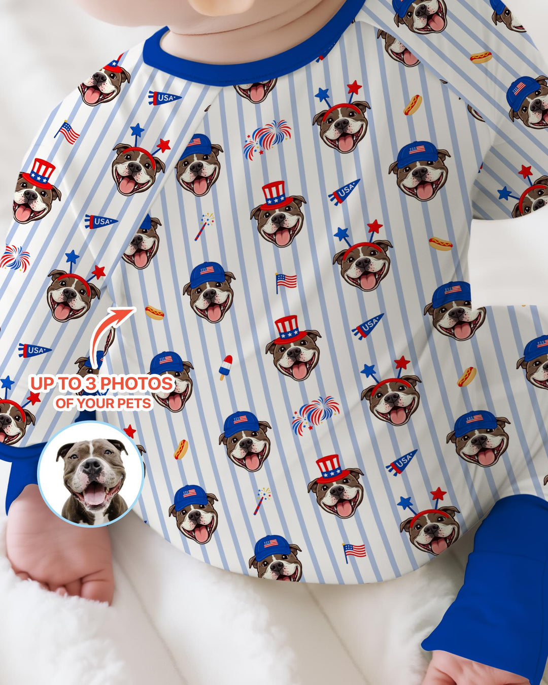 Custom Pet Image 4th of July Family Matching Bamboo Convertible Zippy