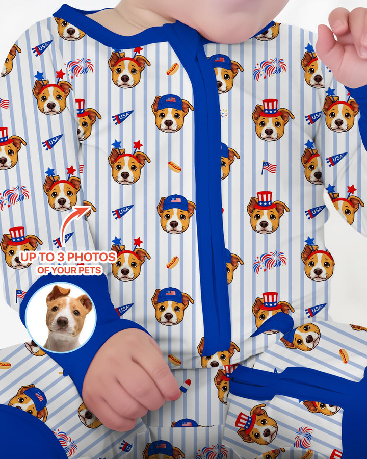 Custom Pet Image 4th of July Family Matching Bamboo Convertible Zippy