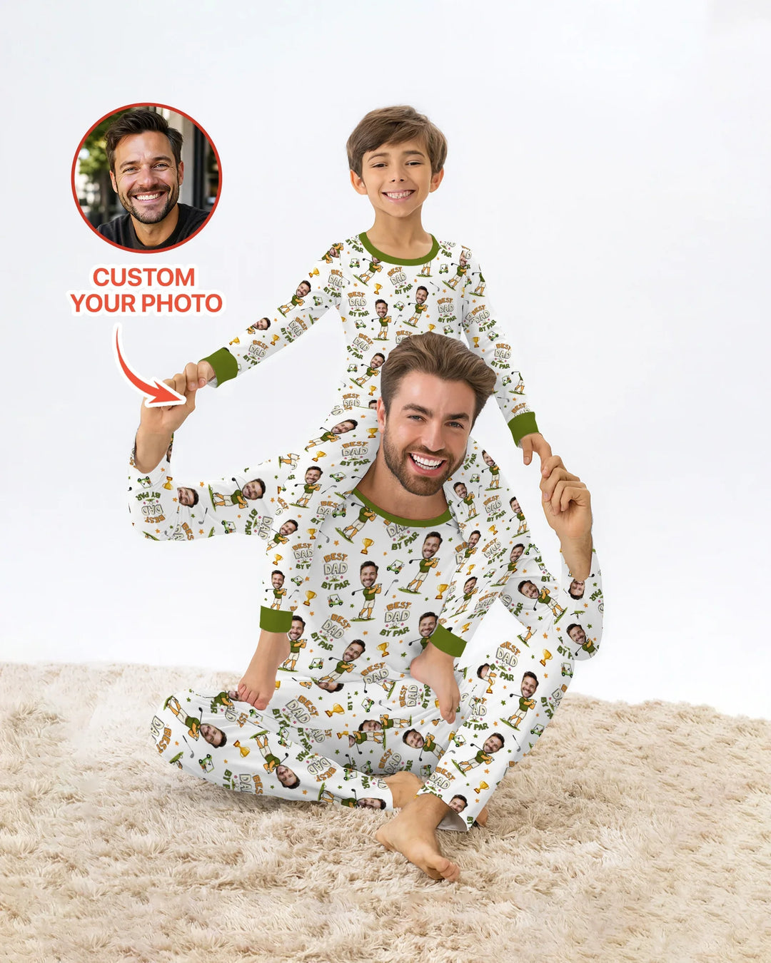 Custom Photo Daddy's Little Caddie Daddy & Me Matching Bamboo Men's Pajama Set
