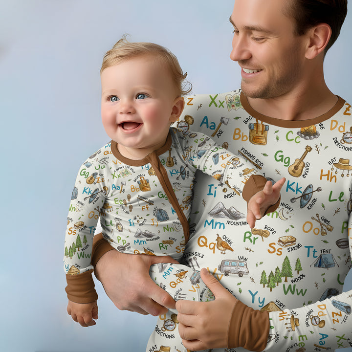 Adventure Alphabet ABCs Summer Camp Bamboo Men's Pajama Set