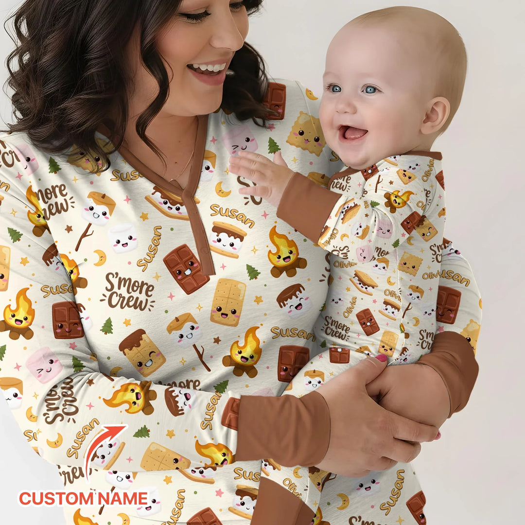 Custom Name Kawaii S'more Crew Family Matching Bamboo Women Pajama Set