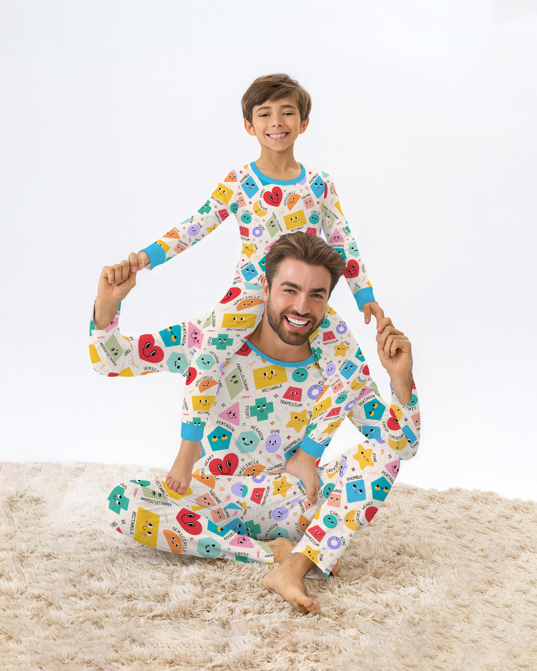 Happy Shape Squad Family Matching Bamboo Two Piece Long Sleeve Pajama Set