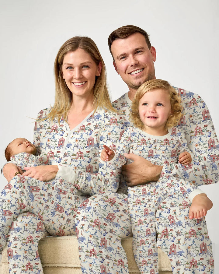 Vintage Lousiana Circus Toile Family Matching Bamboo Men's Pajama Set