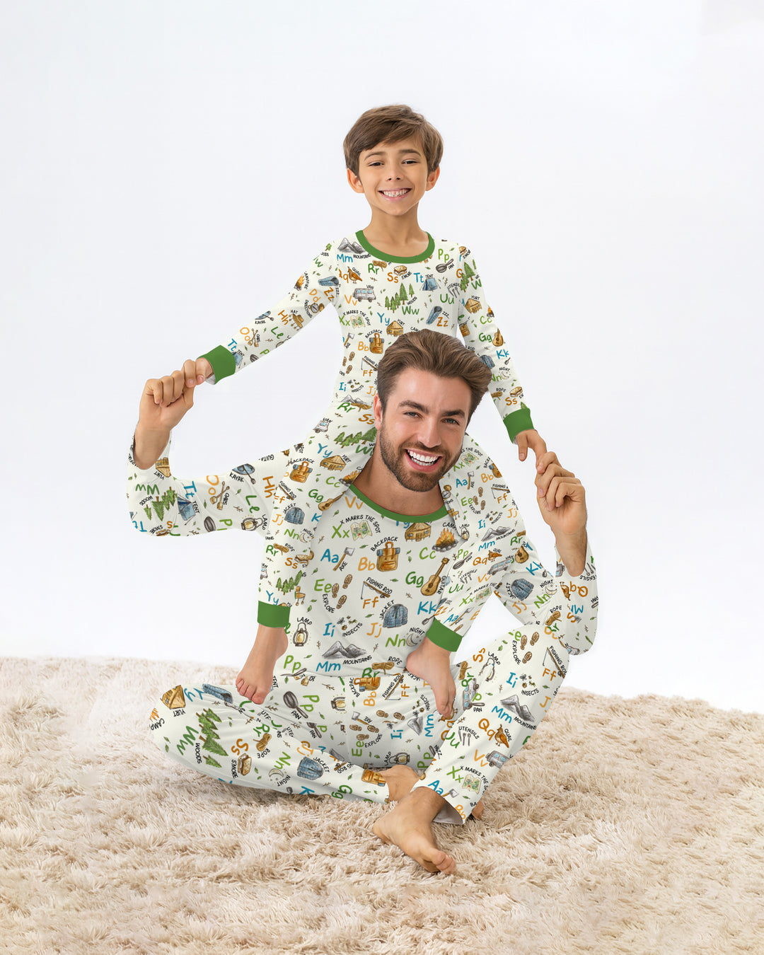 Adventure Alphabet ABCs Summer Camp Bamboo Men Short Sleeve Short Pajama Set