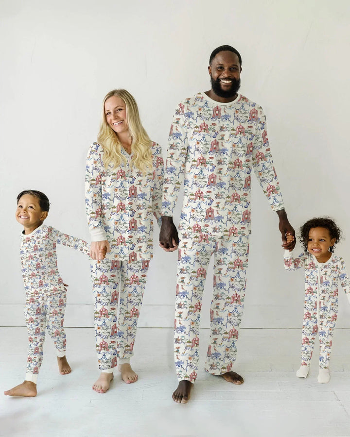 Vintage Lousiana Circus Toile Family Matching Bamboo Men's Pajama Set