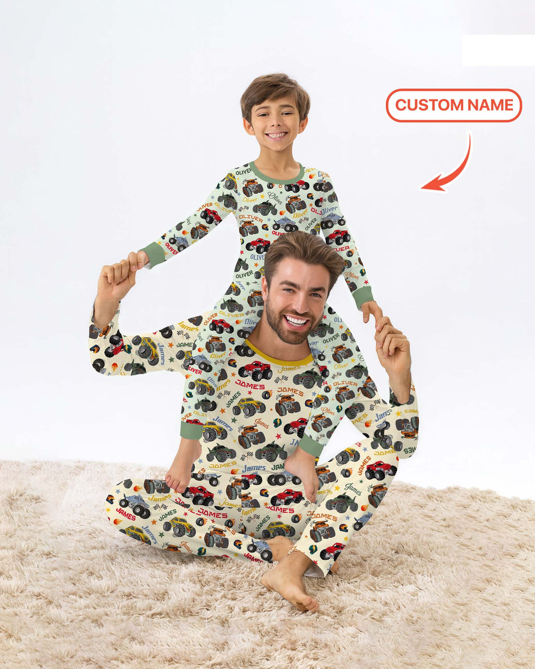 Personalized Monster Truck Bamboo Men's Pajama Set
