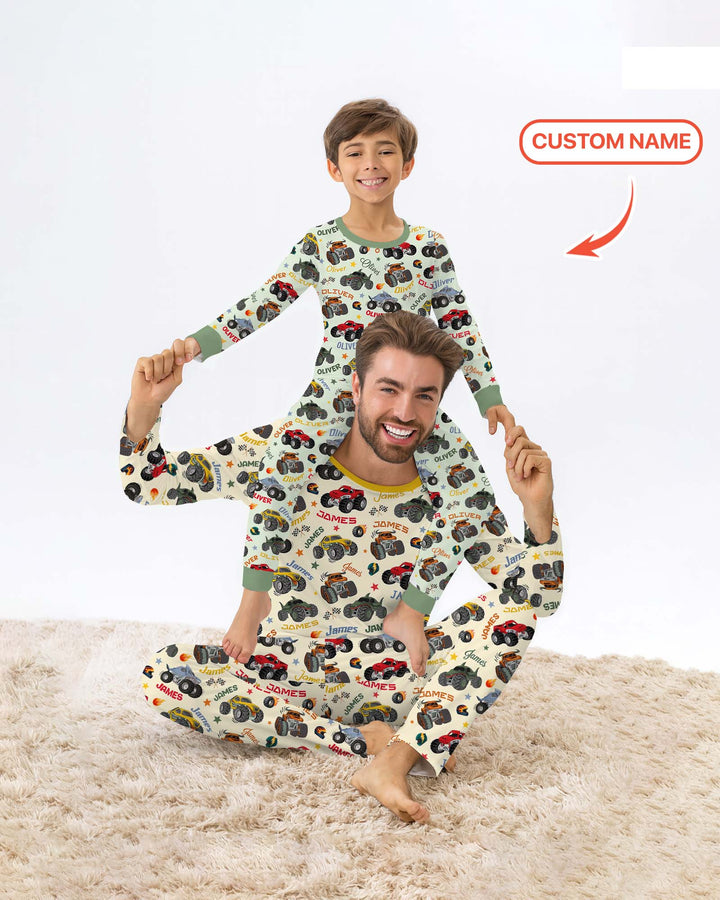 Personalized Monster Truck Bamboo Men's Pajama Set