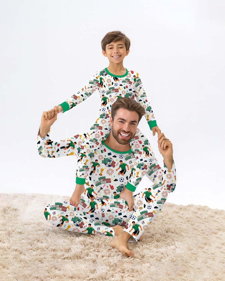 World Soccer Tournament Let's Go Mexico Family Matching Bamboo Two Piece Long Sleeve Pajama Set
