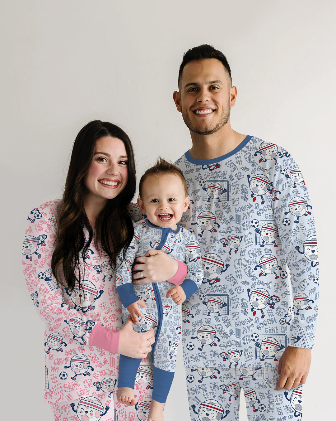 Happy Soccer Ball Family Matching Bamboo Men's Pajama Set