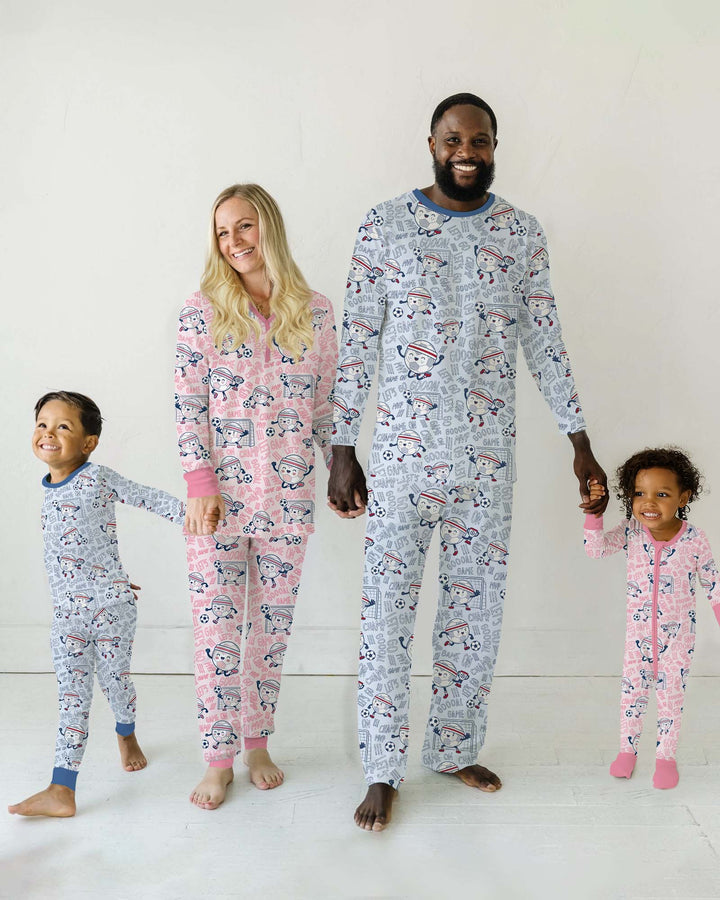 Happy Soccer Ball Family Matching Bamboo Men's Pajama Set