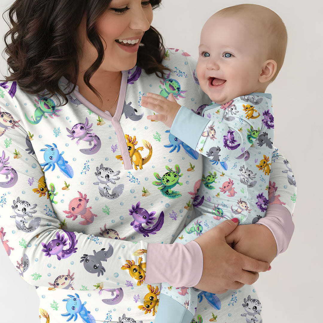 I Love You Axolotl Bamboo Two Piece Long Sleeve Pajama Set