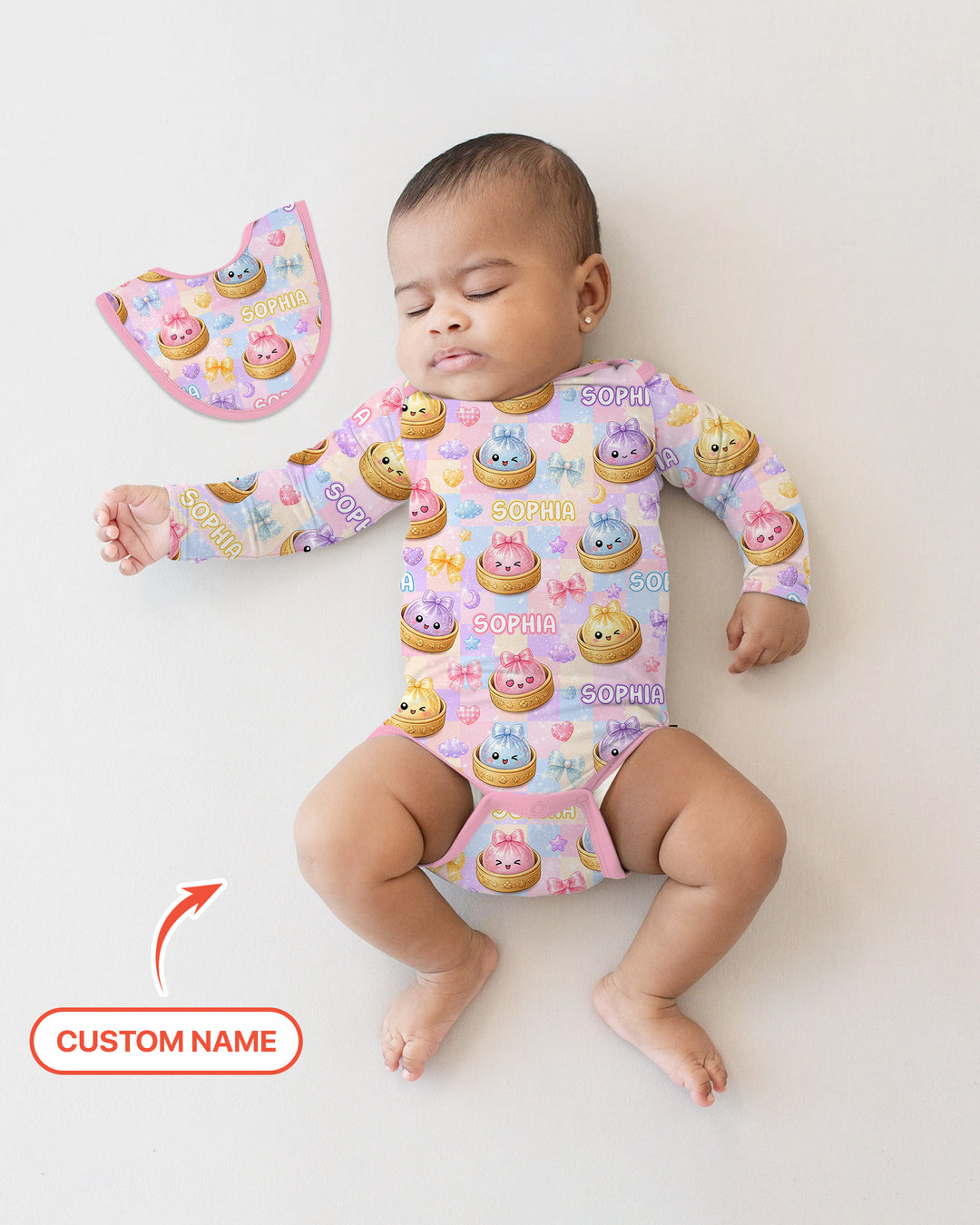 Custom Name Coquette Glitter Dumpling Bamboo Bodysuit