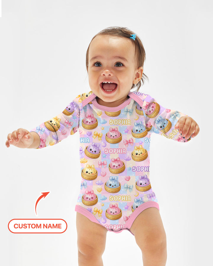 Custom Name Coquette Glitter Dumpling Bamboo Bodysuit