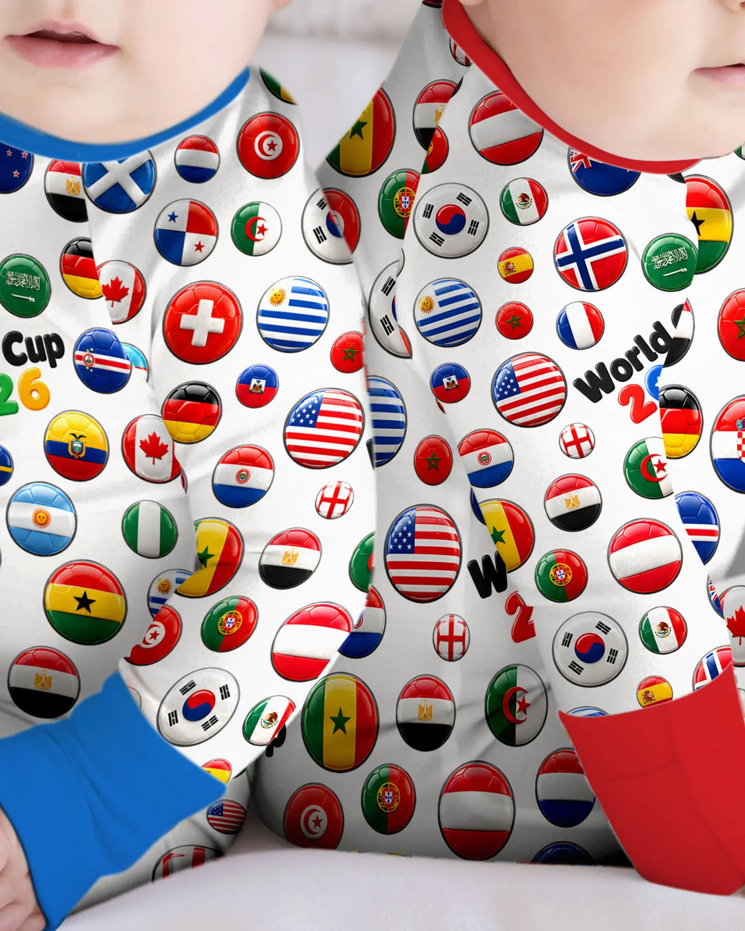 Soccer Cup All Country Balls Bamboo Two Piece Short Sleeve Shorts Pajama Set