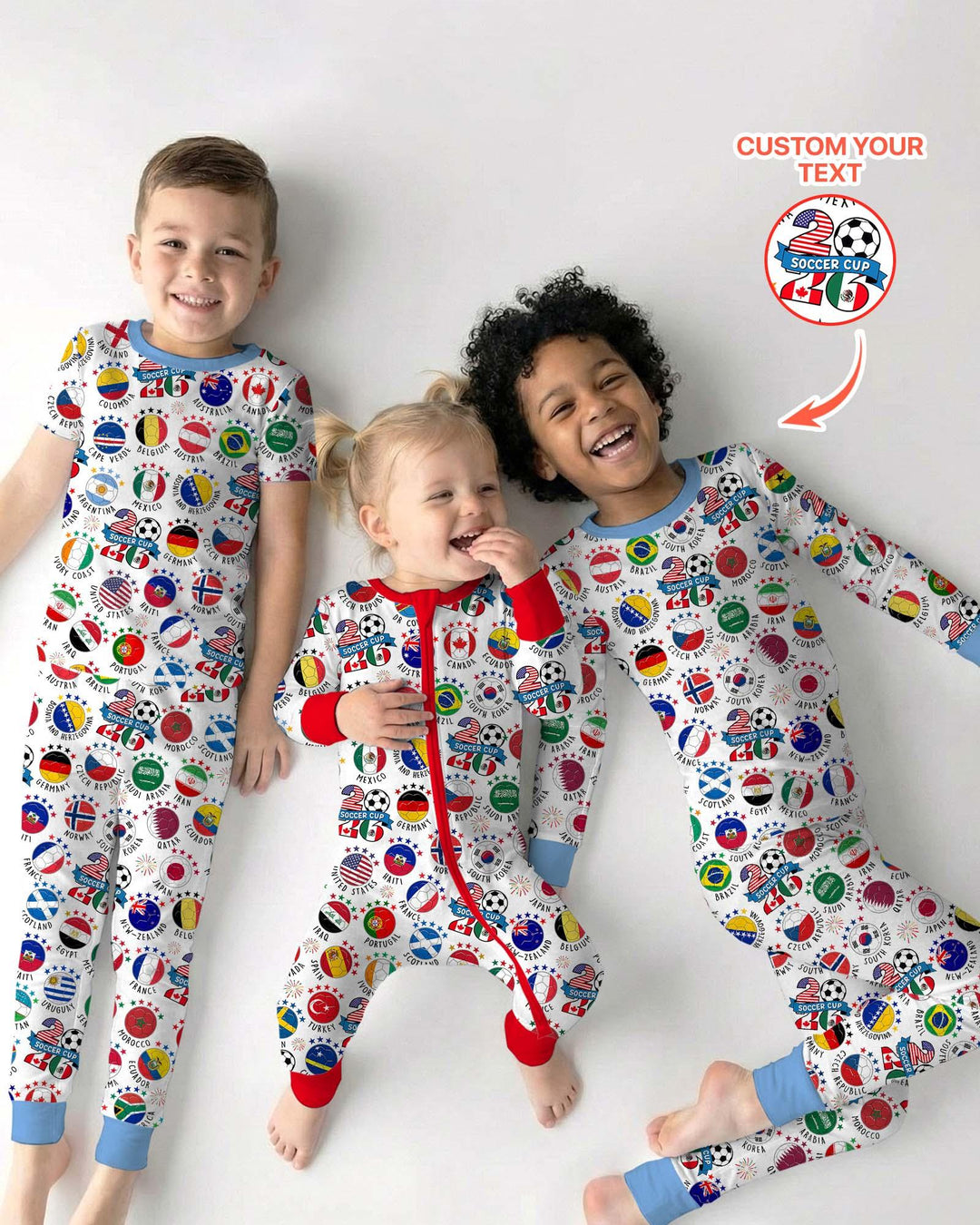 The World Plays Here 2026 Soccer Tour Bamboo Two Piece Long Sleeve Pajama Set