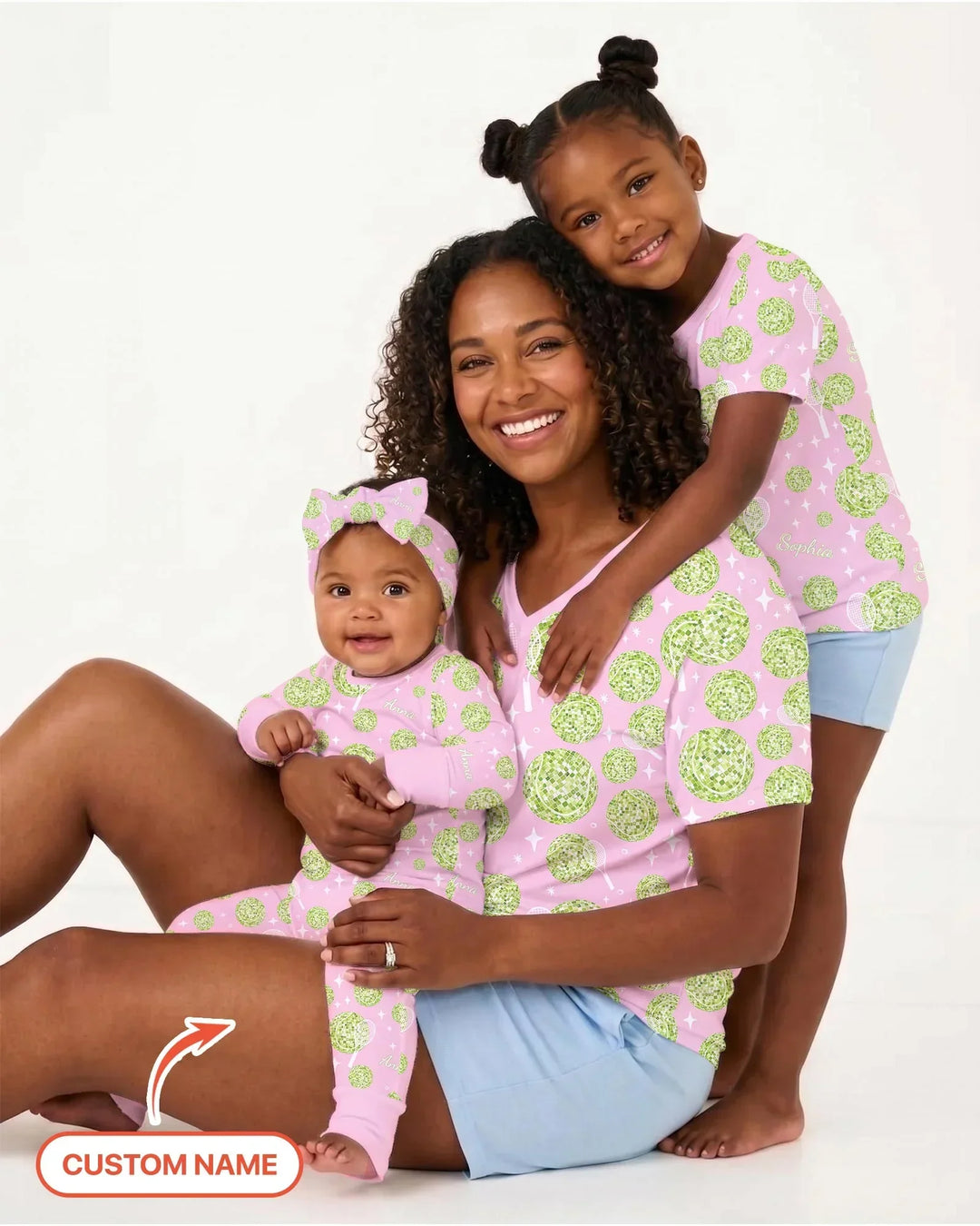Tennis Disco Girl Party Matching Women Short Sleeve Short Pajama Set