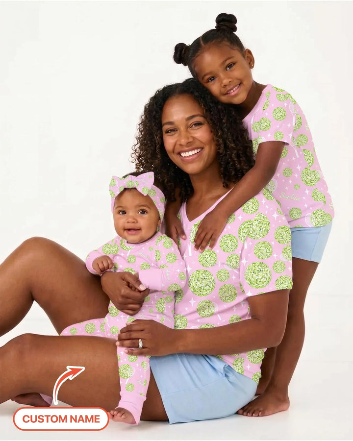 Tennis Disco Girl Party Matching Women Short Sleeve Short Pajama Set