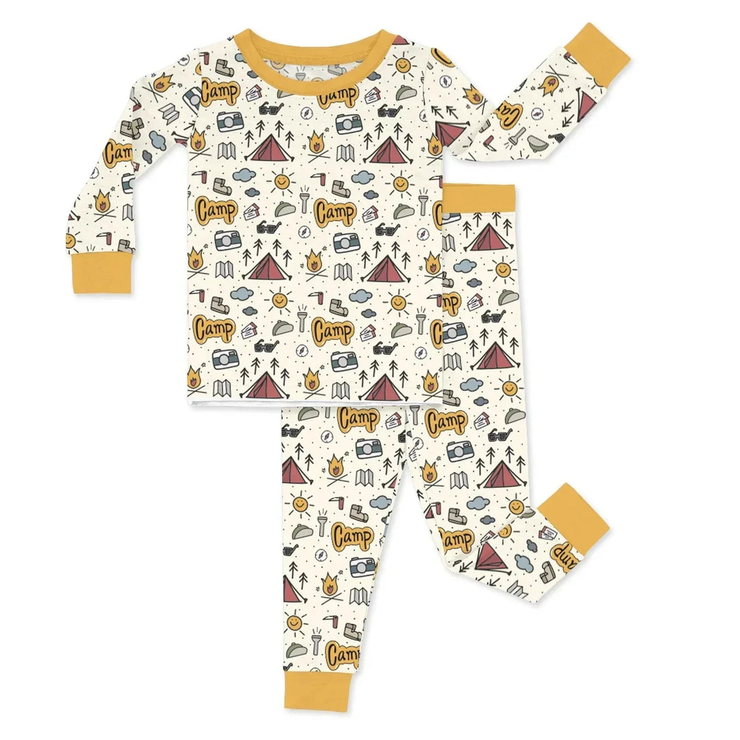 Yellow Camping Two Piece Pajama Set , Yellow Camping Two Piece Pajama Set - 12-18M