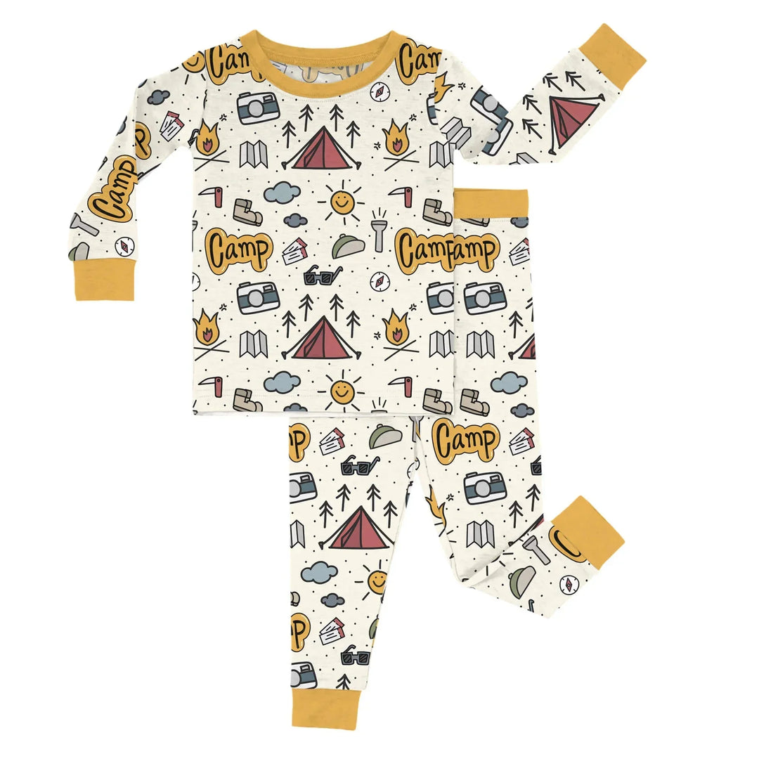 Yellow Camping Two Piece Pajama Set , Yellow Camping Two Piece Pajama Set - 12-18M