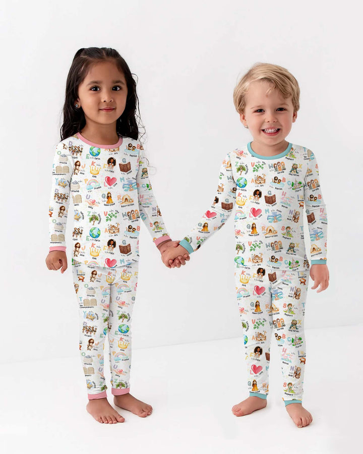 Bible ABC Alphabet Bamboo Two Piece Short Sleeve Pajama Set