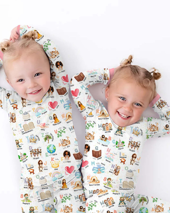 Bible ABC Alphabet Bamboo Two Piece Long Sleeve Pajama Set