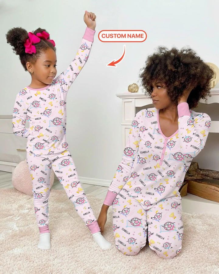 Custom Name Soccer Dad Team Matching Bamboo Women Pajama Set