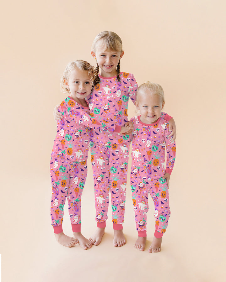 Summerween Doodles Bamboo Two Piece Short Sleeve Shorts Pajama Set