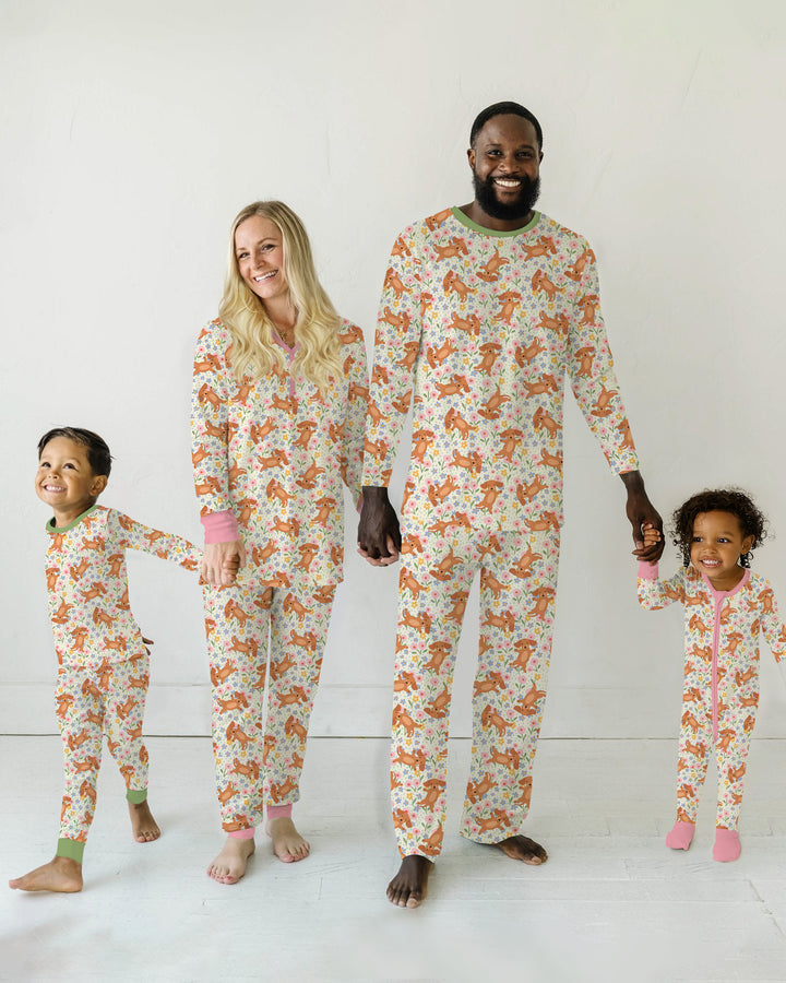 Dachshund Blooms Family Matching Bamboo Two Piece Long Sleeve Pajama Set