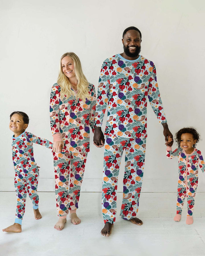 Pomegranate Blessings Night Family Matching Bamboo Two Piece Long Sleeve Pajama Set