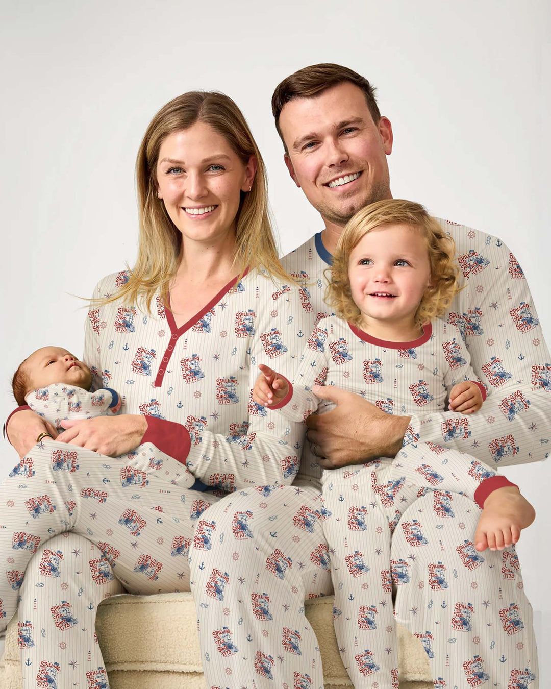 Spilling The Tea Since 1773 Family Matching Bamboo Two Piece Long Sleeve Pajama Set