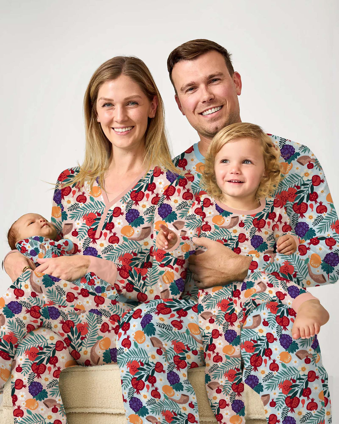 Pomegranate Blessings Night Family Matching Bamboo Two Piece Long Sleeve Pajama Set
