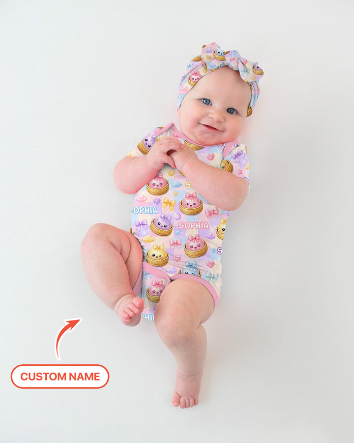 Custom Name Coquette Glitter Dumpling Bamboo Bodysuit