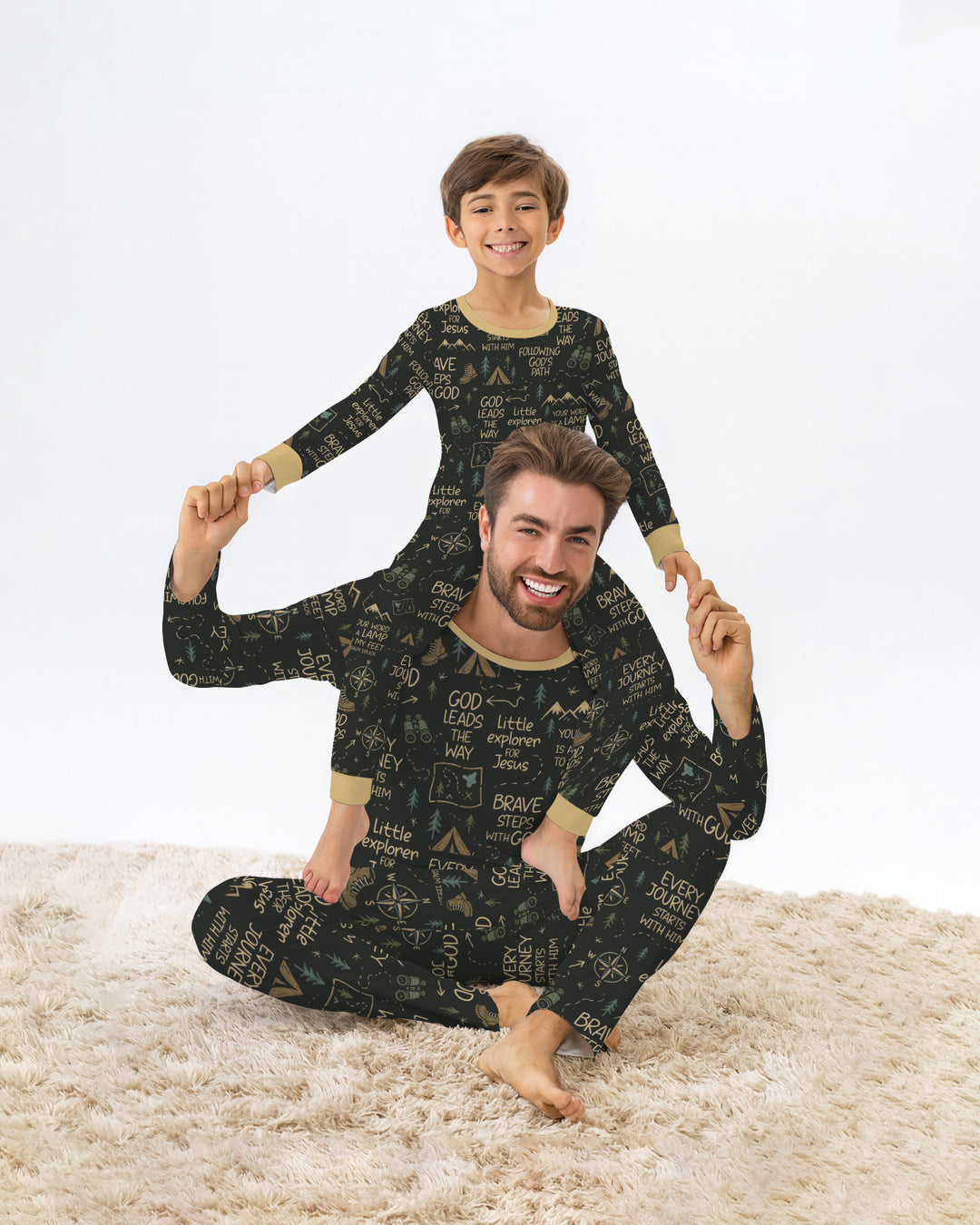 Little Explorer God Leads The Way Bamboo Men Short Sleeve Short Pajama Set
