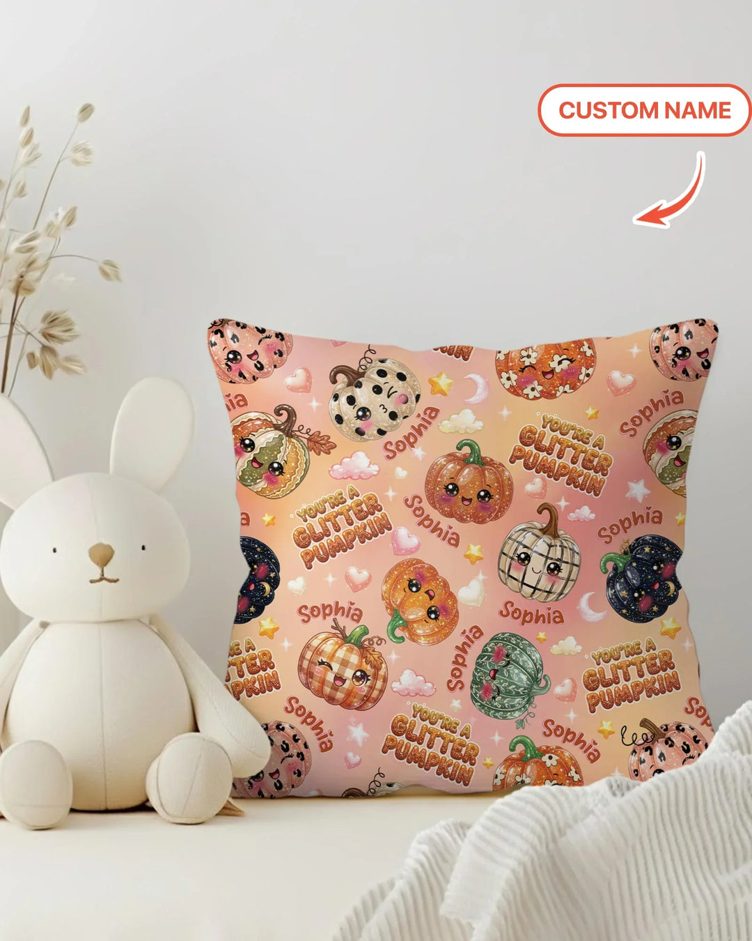 Custom Name You're A Glitter Pumpkin Bamboo Pillow Case