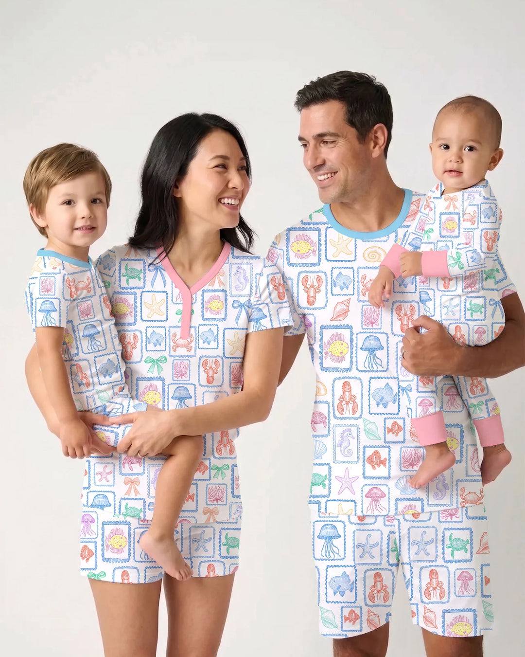 Coastal Treasures Family Matching Bamboo Women Short Sleeve Short Pajama Set