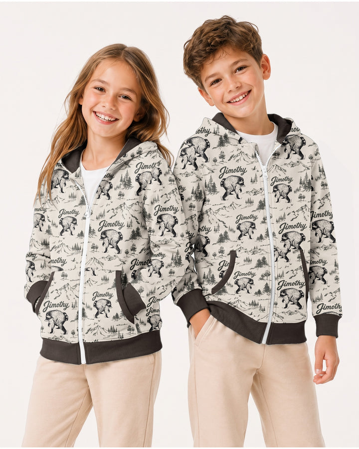Vintage Jimothy Racoon Family Matching Bamboo Zip Hoodie