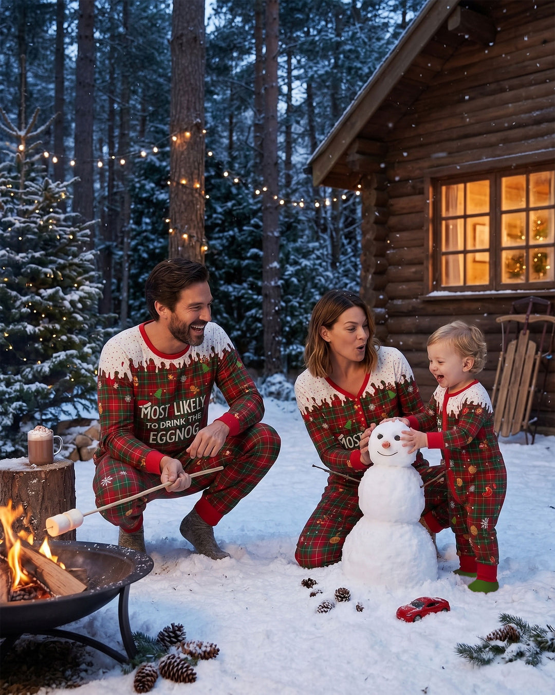 Funny Christmas Family Matching Bamboo Two Piece Long Sleeve Pajama Set