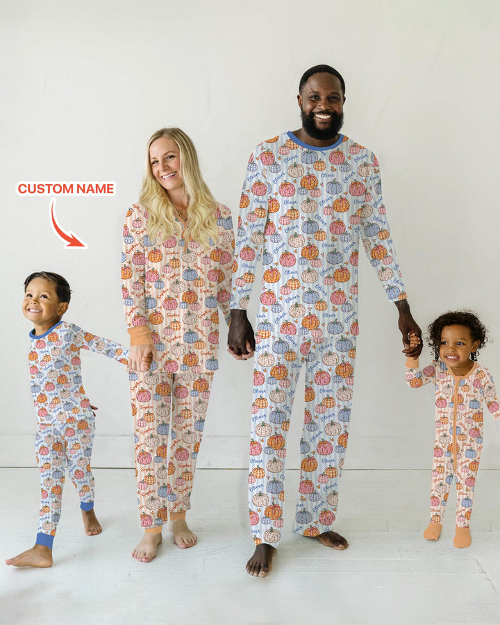 Custom Name Pumpkin Patch Bamboo Men's Pajama Set