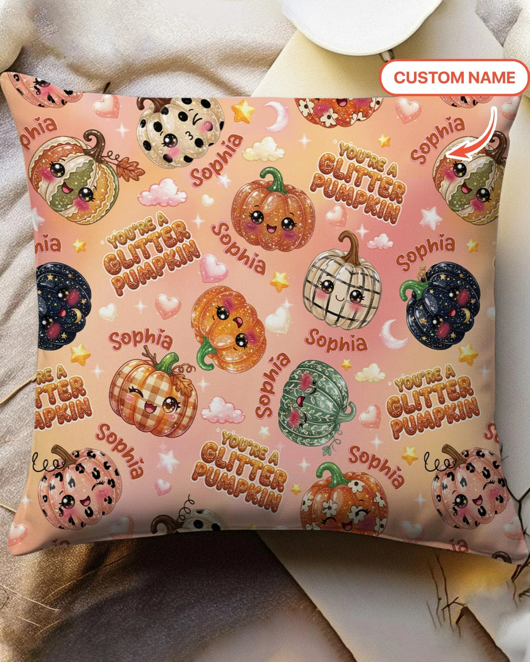 Custom Name You're A Glitter Pumpkin Bamboo Pillow Case