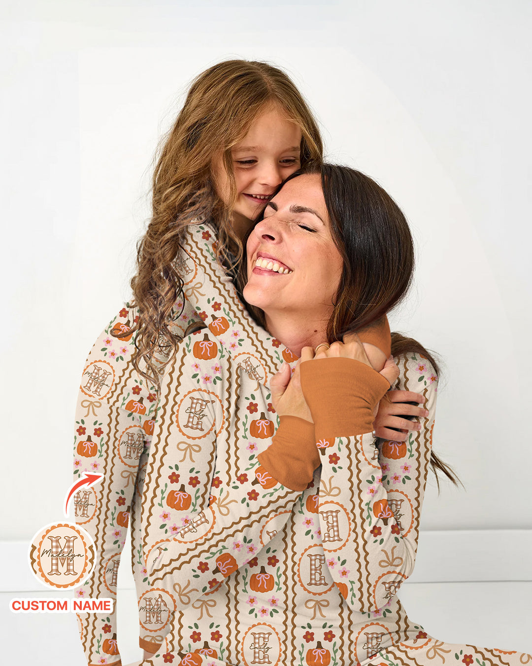 Custom Name Pumpkin Cottage Bamboo Women Pajama Set