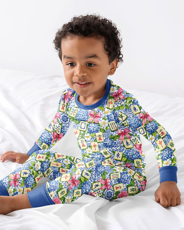 Mahjong in Bloom Bamboo Two Piece Long Sleeve Pajama Set