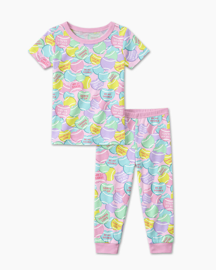 Tennis Candy Family Matching Bamboo Two Piece Short Sleeve Pajama Set