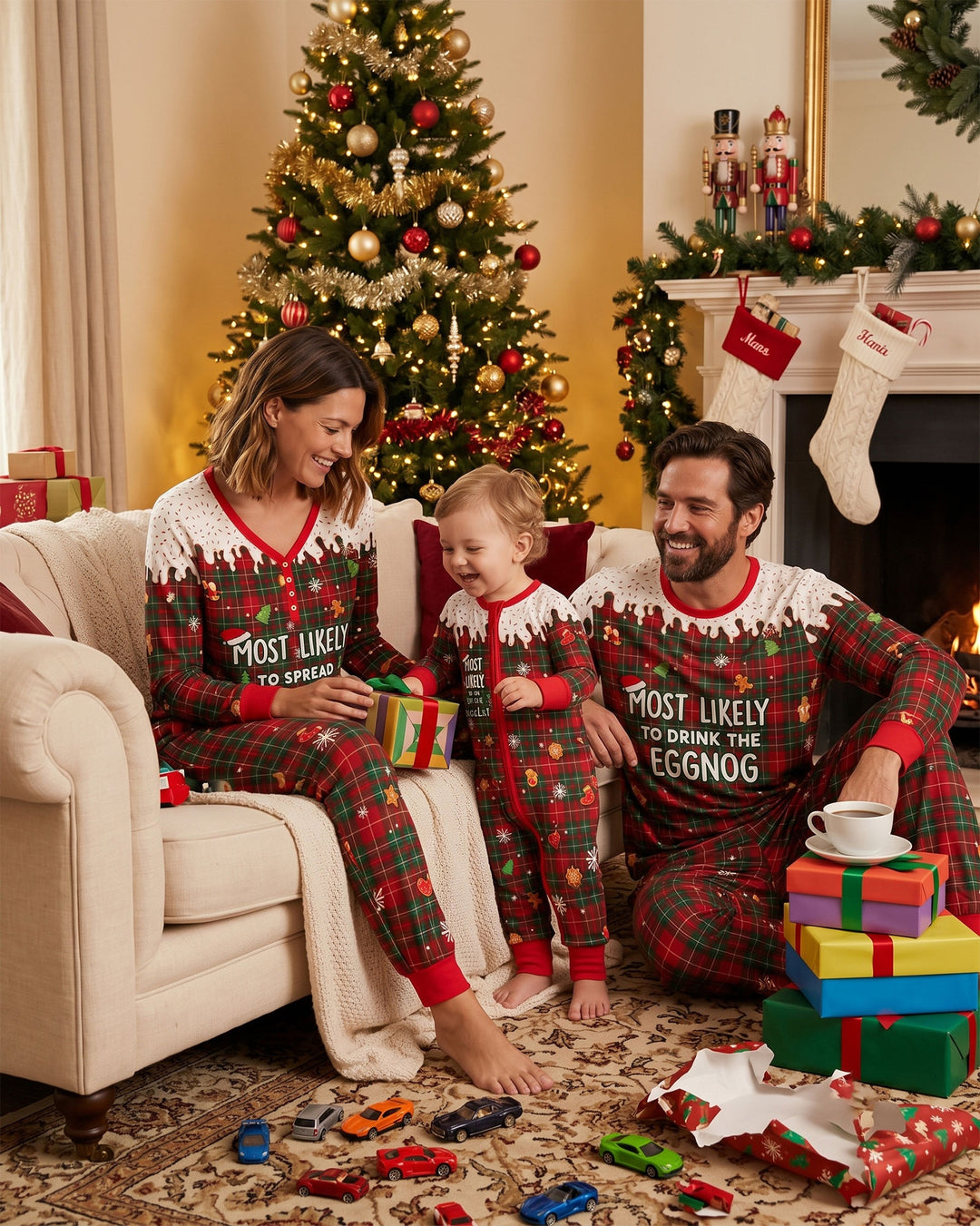 Funny Christmas Family Matching Bamboo Two Piece Long Sleeve Pajama Set