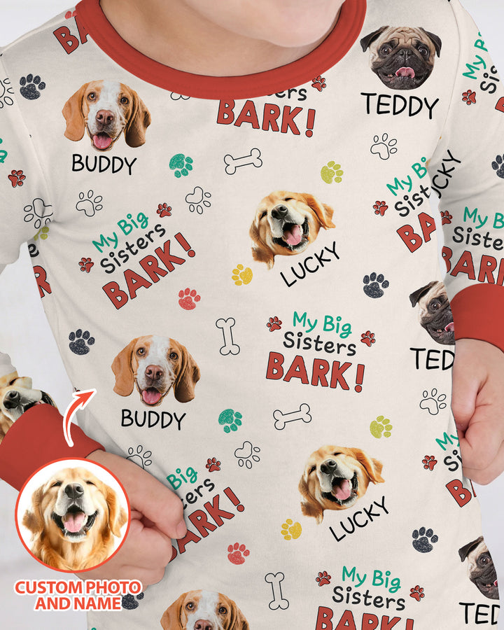 Raised With Paws - Custom Pet Photo And Name Bamboo Two Piece Long Sleeve Pajama Set