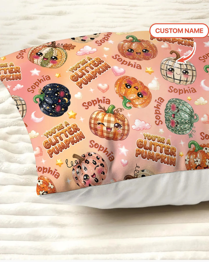 Custom Name You're A Glitter Pumpkin Bamboo Pillow Case