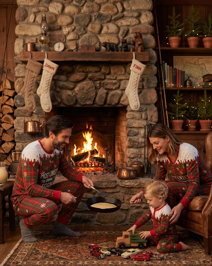 Funny Christmas Family Matching Bamboo Two Piece Long Sleeve Pajama Set